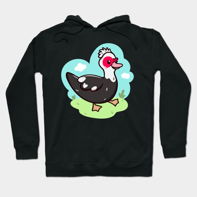 Kawaii Muscovy duck Hoodie by Jurassic Ink